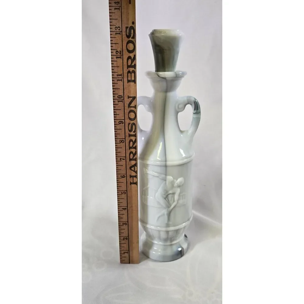 Vintage JIM BEAM liquor Decanter bottle White Marble GREEK Discus Thrower Empty